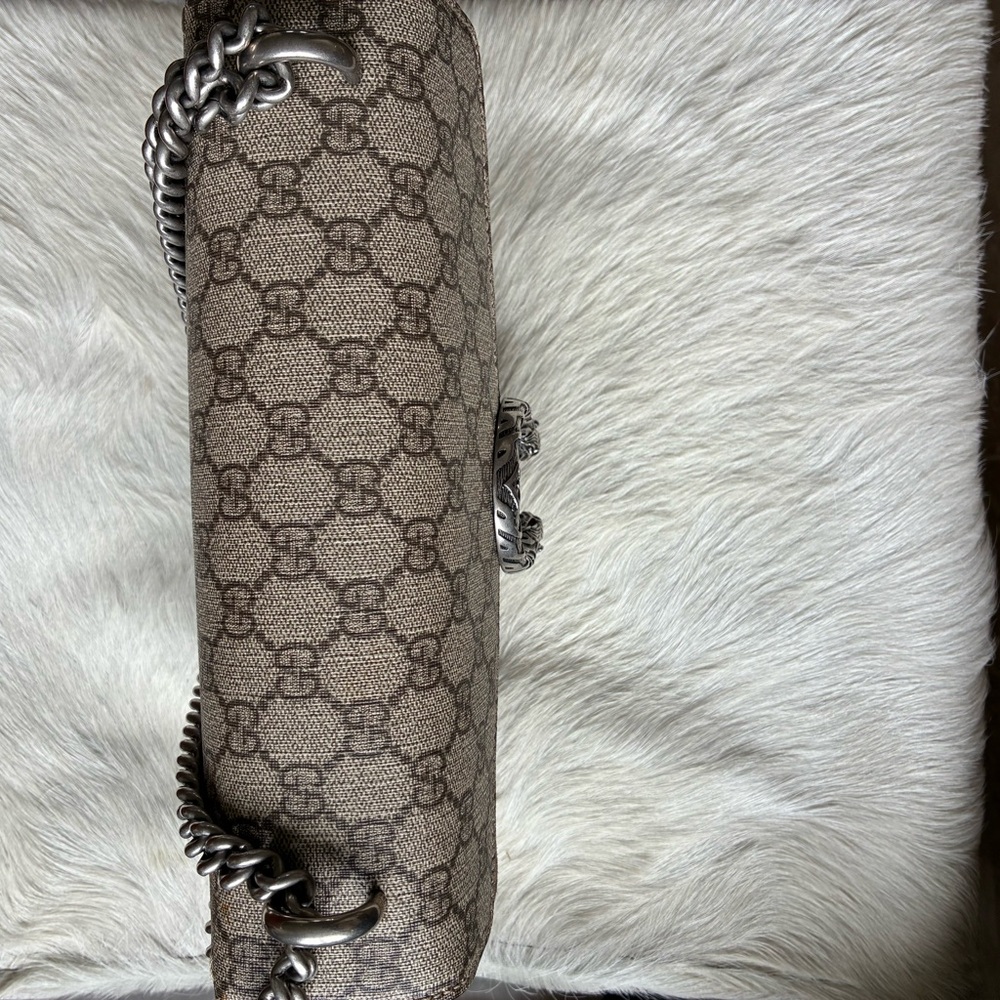 Gucci Brown and Silver Monogram Shoulder Bag